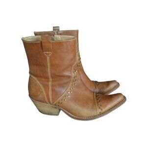 Penny Loves Kenny Studly Do Right Ankle Cowboy Boots Light Brown Leather 8.5